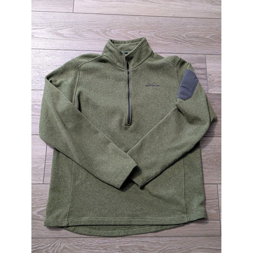Eddie Bauer quarter 1/4 Zip Long Sleeve Green Men's XL Fleece polyester pullover